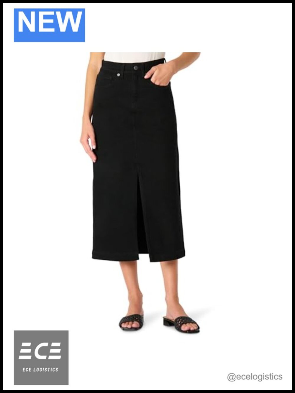 High-Rise Long Jean Skirt Regular-Fit A-Line 5-Pocket Denim